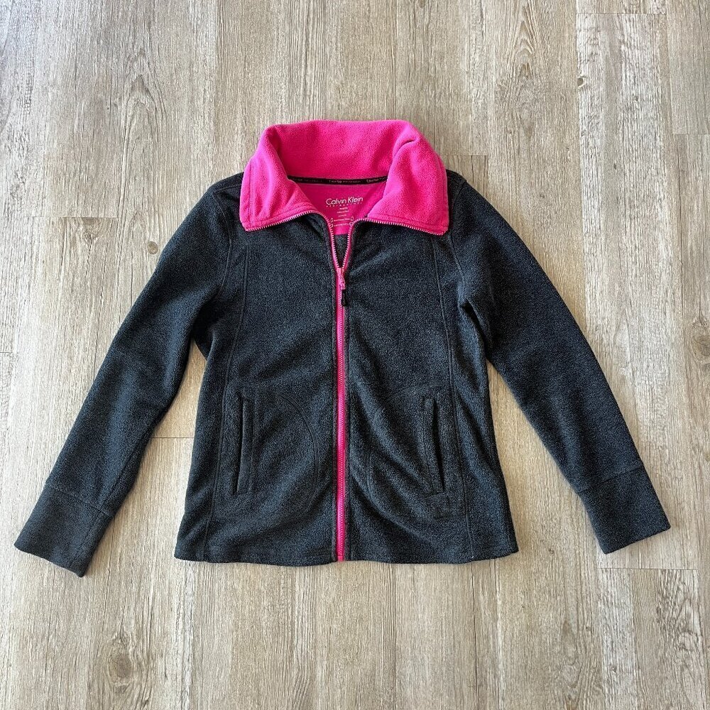 Womens Calvin Klein Performance Grey Fleece Zipper Jacket - M